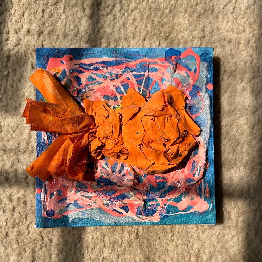 Abstract Orange and Blue Fish Art Canvas